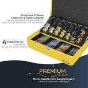Geldkassette HMF 10015 mit Münzzählbrett Gelb 30x24x9 cm extra robust Premium