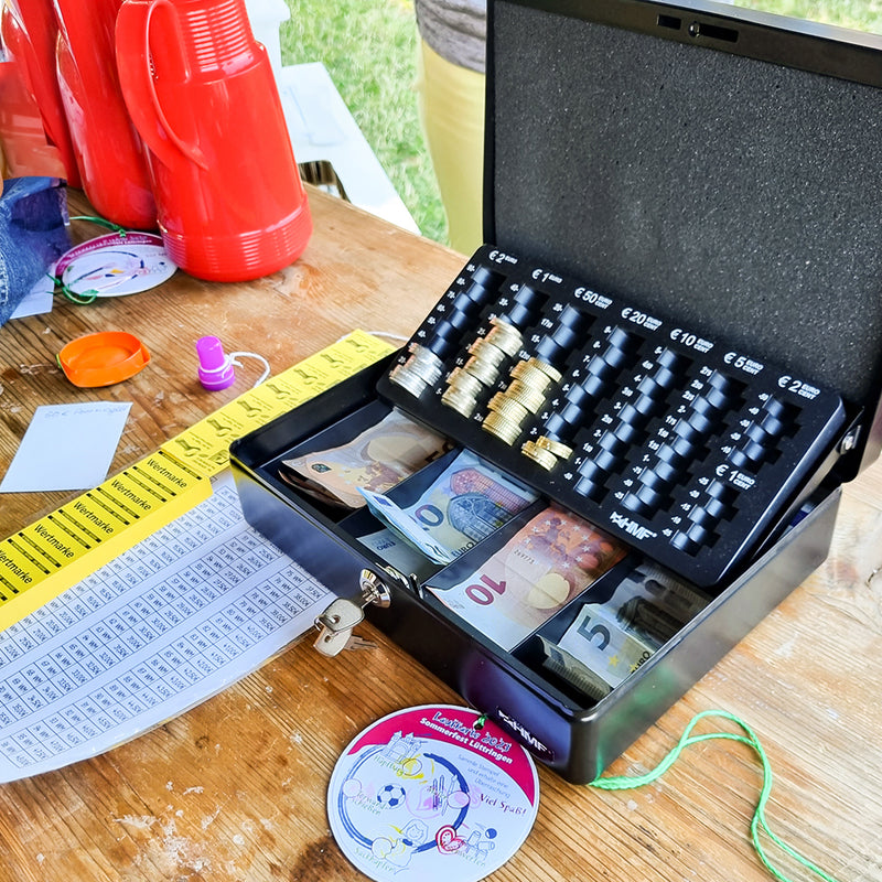 Geldkassette HMF 10015 mit Münzzählbrett Gelb 30x24x9 cm für den mobilen Einsatz