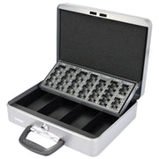 Geldkassette mit Tragegriff von HMF mit 30 cm Breite in Silber