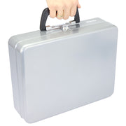 Geldkassette mit Tragegriff von HMF mit 30 cm Breite in Silber