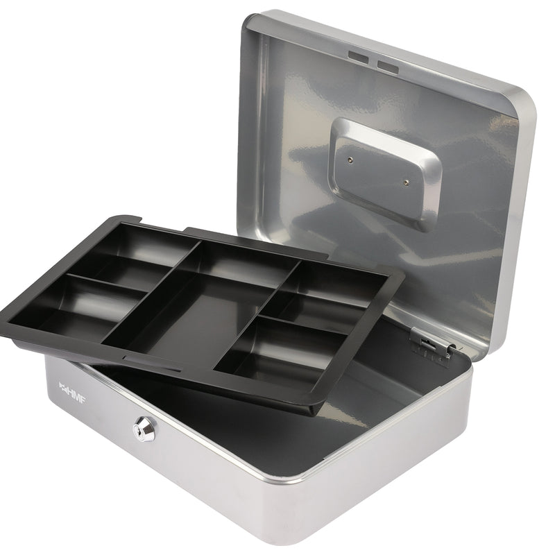 Geldkassette Münzeinsatz HMF 10130 30 x 24 x 9 cm Silber