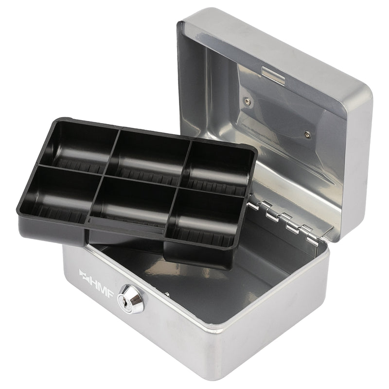 Geldkassette Münzeinsatz HMF 10215 15 x 12 x 8 cm Silber