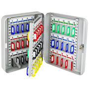 HMF Schlüsselkasten groß aus Stahl, abschließbarer Schlüsselschrank, 60 Schlüsselhaken, Lichtgrau