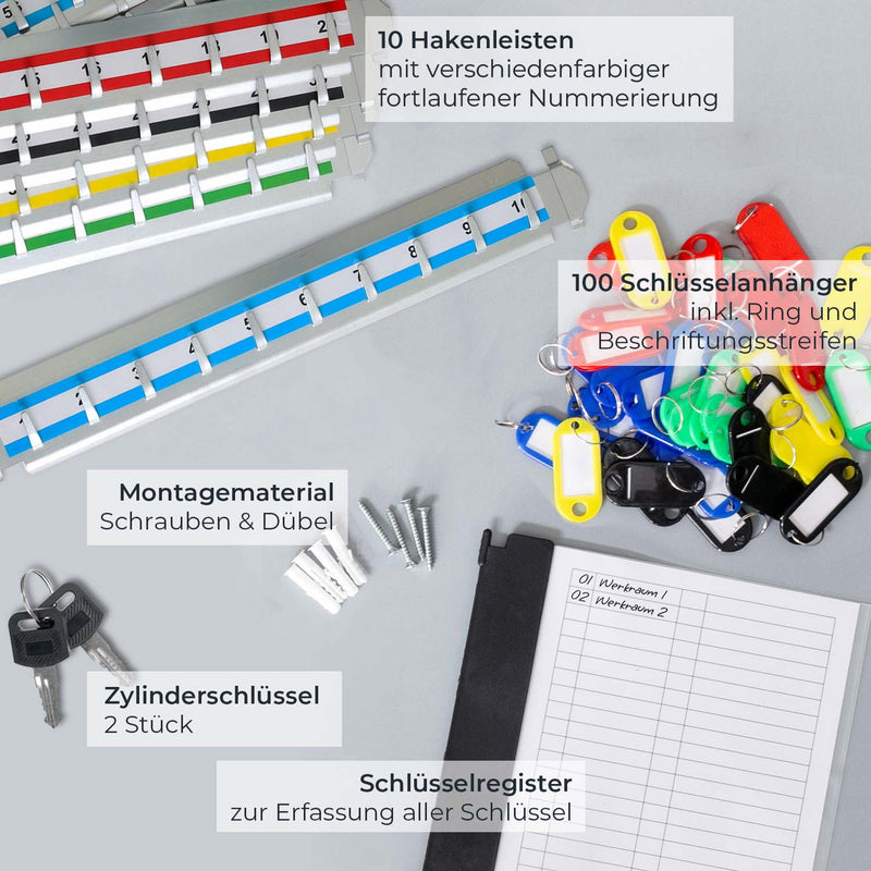 Schlüsselschrank mit 100 Haken von HMF in Lichtgrau