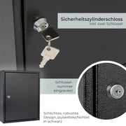 HMF 13542-02 Schlüsselschrank 42 Haken Schwarz Sicherheitszylinderschloss