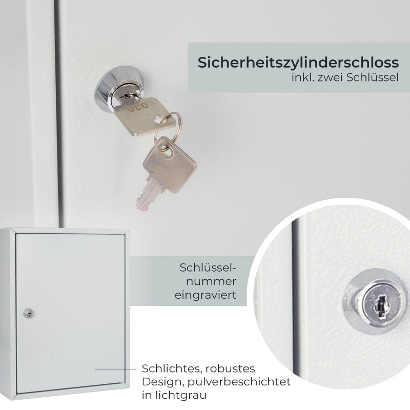 HMF 13542-07 Schlüsselschrank 42 Haken Lichtgrau Pulverbeschichtung