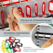 HMF 13564-07 Schlüsselschrank 64 Haken Lichtgrau Hakenleisten