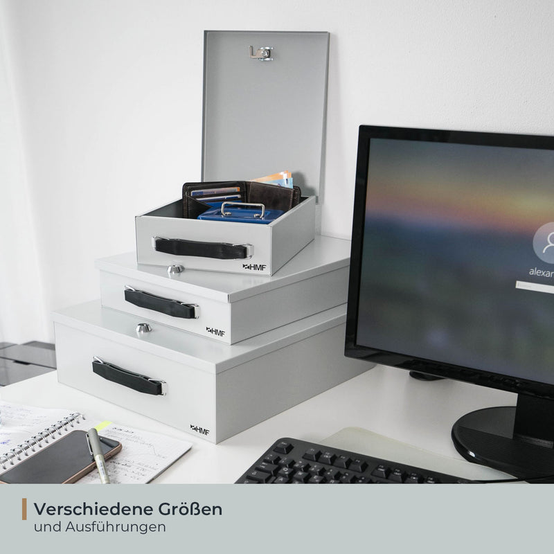 Dokumentenkassette XL in DIN A4 für Ordner im B4 Format von HMF in Lichtgrau