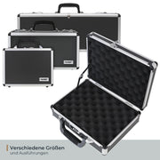 Alu Pistolenkoffer oder Kurzwaffenkoffer mit Zahlenschloss von HMF mit den Maßen 31 x 26 x 11 cm