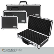 Alu Pistolenkoffer oder Kurzwaffenkoffer mit Zahlenschloss von HMF mit den Maßen 42 x 26 x 12 cm