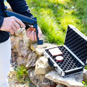 Alu Pistolenkoffer oder Kurzwaffenkoffer mit Zahlenschloss von HMF mit den Maßen 42 x 26 x 12 cm