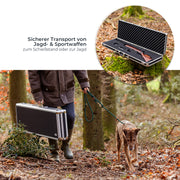 Alu Waffenkoffer oder Gewehrkoffer mit Zahlenschloss und Rasterschaumstoff von HMF mit den Maßen 96 x 36 x 12 cm
