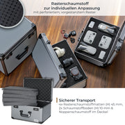 Alu Fotokoffer Waffenkoffer mit Rasterschaumstoff HMF 14412-02 46 x 26 x 33 cm Rasterschaum