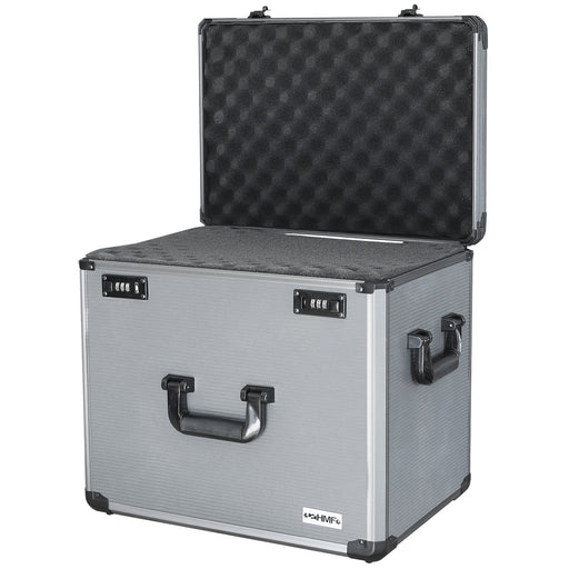 Alu Fotokoffer oder Waffenkoffer mit Rasterschaumstoff von HMF mit den Maßen 46 x 41 x 33 cm