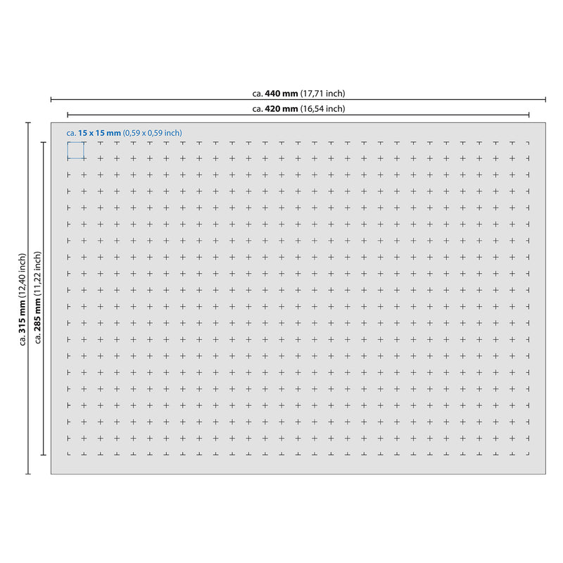 Rasterschaumstoff von HMF mit den Maßen 440 x 315 mm und 70 mm Höhe