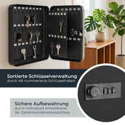 Schlüsselkasten mit 48 Haken von HMF in Schwarz