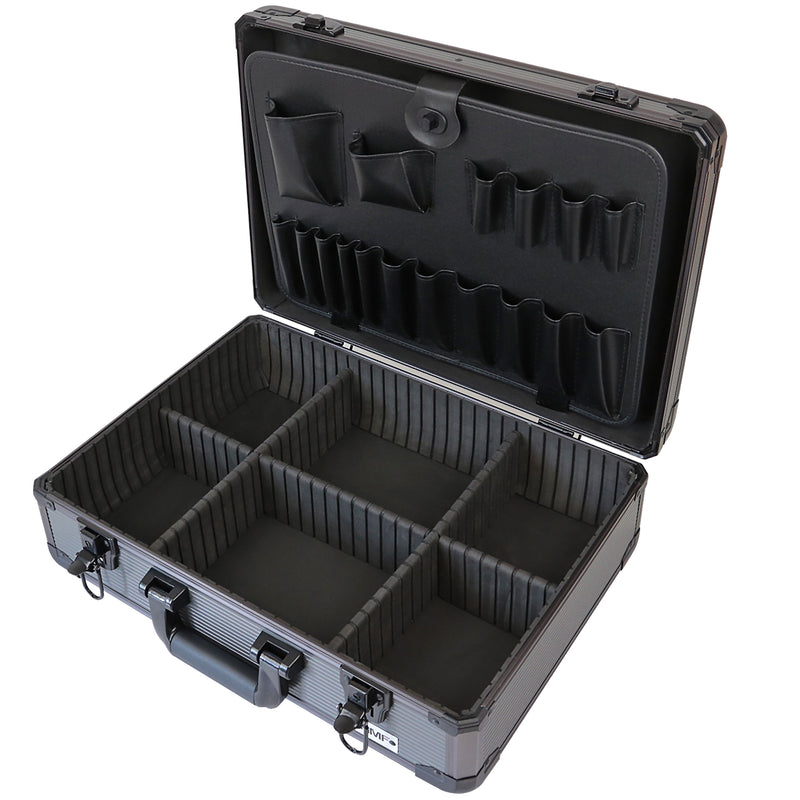 Alu Werkzeugkoffer leer, Universalkoffer, verstellbare Facheinteilung, HMF 14601-02, 46 x 15 x 33 cm