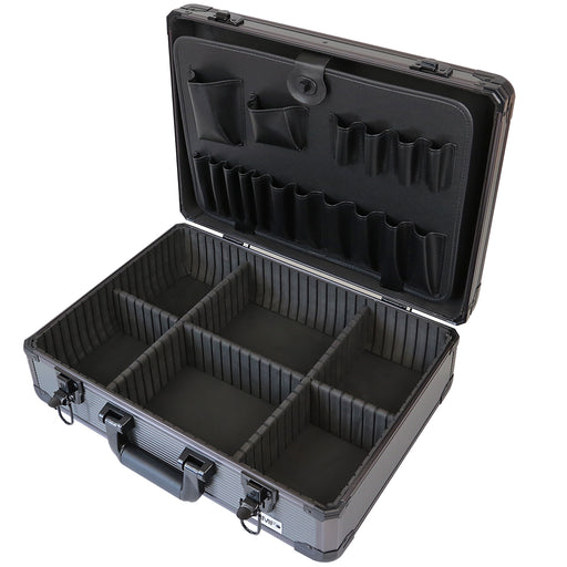 Alu Werkzeugkoffer leer, Universalkoffer, verstellbare Facheinteilung, HMF 14601-02, 46 x 15 x 33 cm
