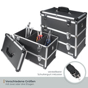 Alu Werkzeugkoffer mit 3 Etagen und verstellbare Facheinteilung von HMF