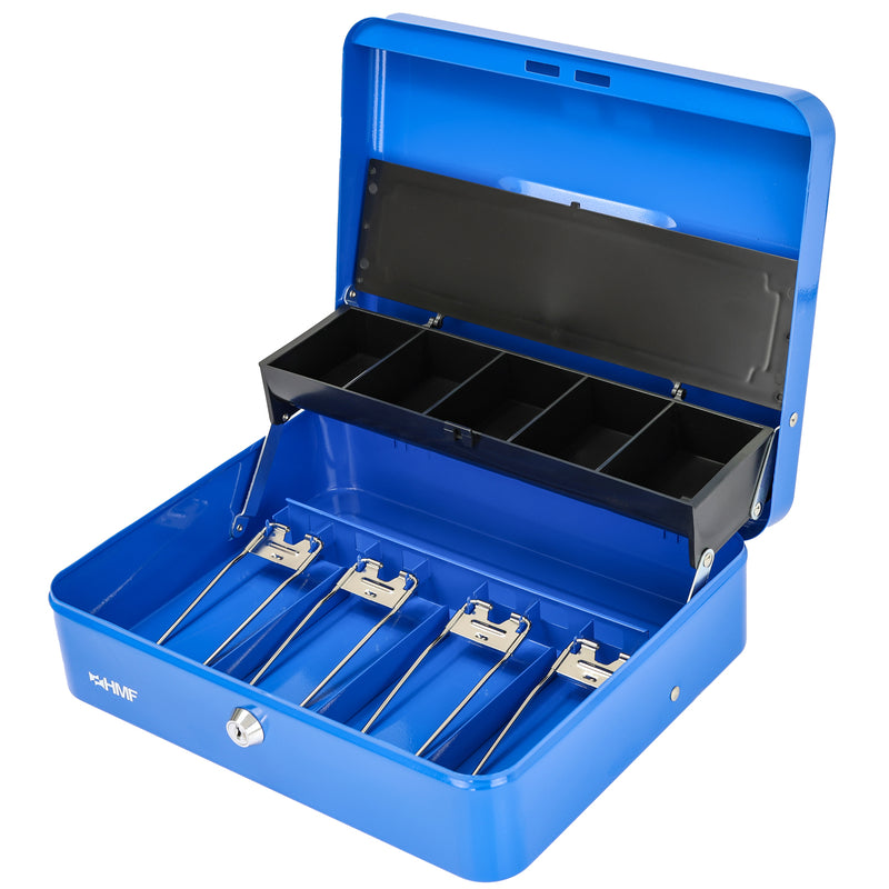 Geldkassette Scheinfächer mit Klammer HMF 15230-05 30 x 24 x 9 cm blau