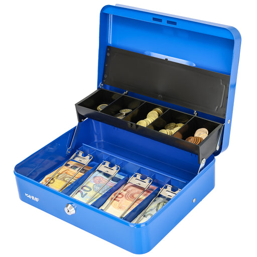 Geldkassette Scheinfächer mit Klammer HMF 15230-05 30 x 24 x 9 cm blau