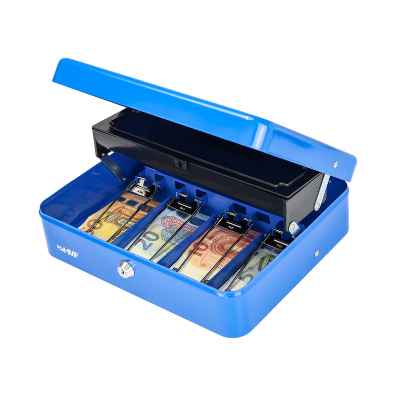 Geldkassette Scheinfächer mit Klammer HMF 15230-05 30 x 24 x 9 cm blau