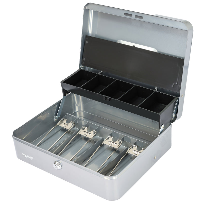Geldkassette Scheinfächer mit Klammer HMF 15230-05 30 x 24 x 9 cm silber