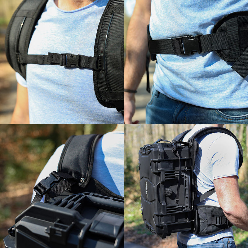 HMF Outdoorkoffer mit Trageriemen 15401-02 schwarz
