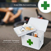 Medizinbox Hausapotheke Metall HMF 1771 Weiß 32.5 x 20 x 20.5 cm