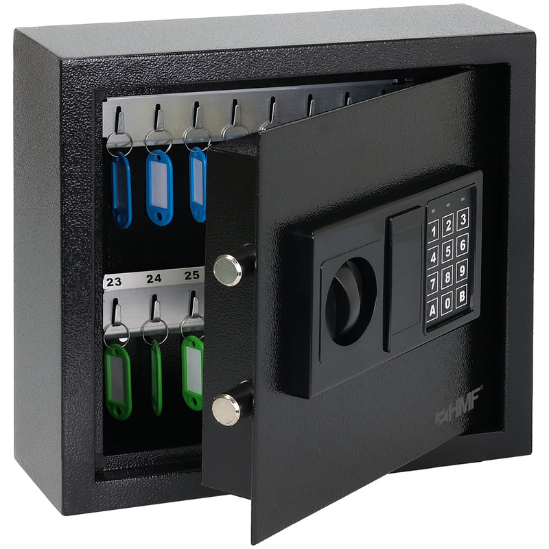 HMF Schlüsseltresor mit Elektronikschloss mit 30 Haken in Schwarz