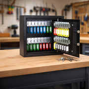 HMF Schlüsseltresor mit Elektronikschloss mit 30 Haken in Schwarz