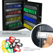 HMF Schlüsseltresor mit Elektronikschloss mit 71 Haken in Schwarz