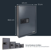 HMF 2133-11 Schlüsseltresor mit Elektronikschloss, 132 Haken, 66,5x43x13 cm, Anthrazit