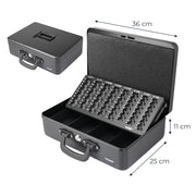 Geldkassette mit 2 Tragegriffen von HMF mit 36 cm Breite in Schwarz