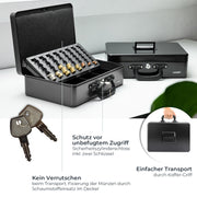 Geldkassette mit 2 Tragegriffen von HMF mit 36 cm Breite in Schwarz