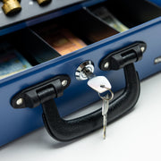 Geldkassette mit 2 Tragegriffen von HMF mit 36 cm Breite in Blau