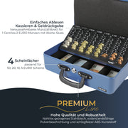 Geldkassette mit 2 Tragegriffen von HMF mit 36 cm Breite in Blau