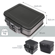 Feuerfeste und wasserdichte Dokumentenbox mit Zahlenschloss von HMF im DIN A4 in Schwarz