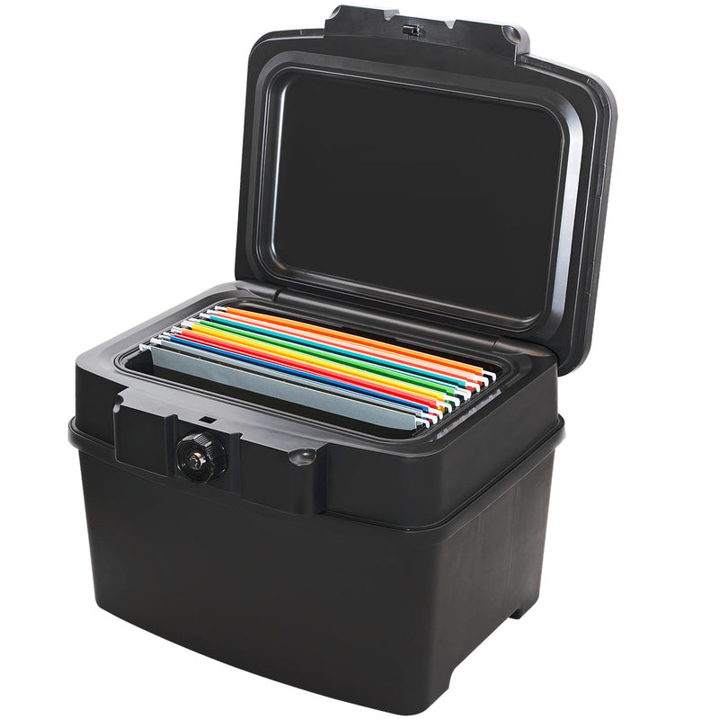 Feuerfeste und wasserdichte Dokumentenbox von HMF in DIN A4 Register in Schwarz