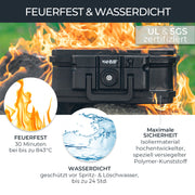 Feuerfeste und wasserdichte Dokumentenbox von HMF in DIN A4 Register in Schwarz