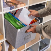 Aufbewahrungsbox für Hängeregister passend für Kallax im DIN A4 Format in Grau
