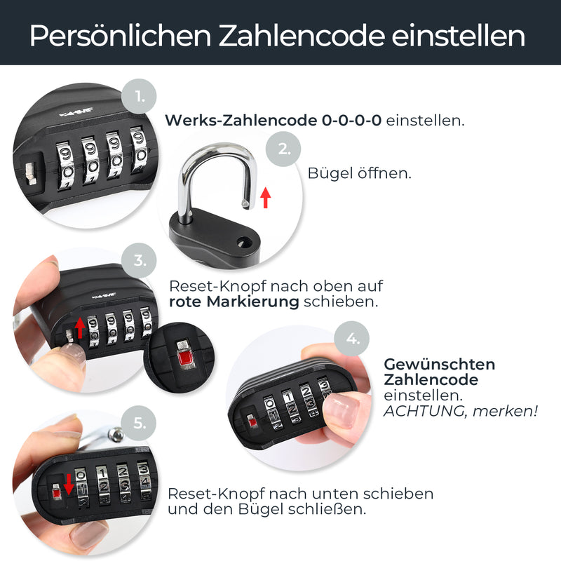 HMF 3508-02, Zahlenschloss Vorhängeschloss, robustes Schloss mit 4-stelligem Zahlencode aus Aluminiumlegierung