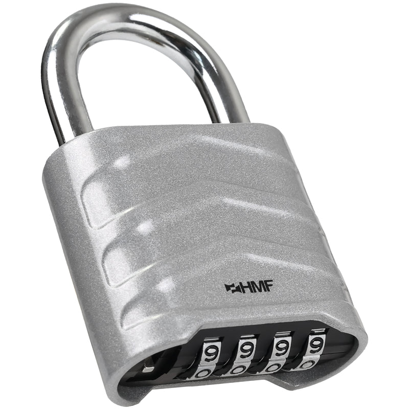 HMF 3508-09, Zahlenschloss Vorhängeschloss, robustes Schloss mit 4-stelligem Zahlencode aus Aluminiumlegierung