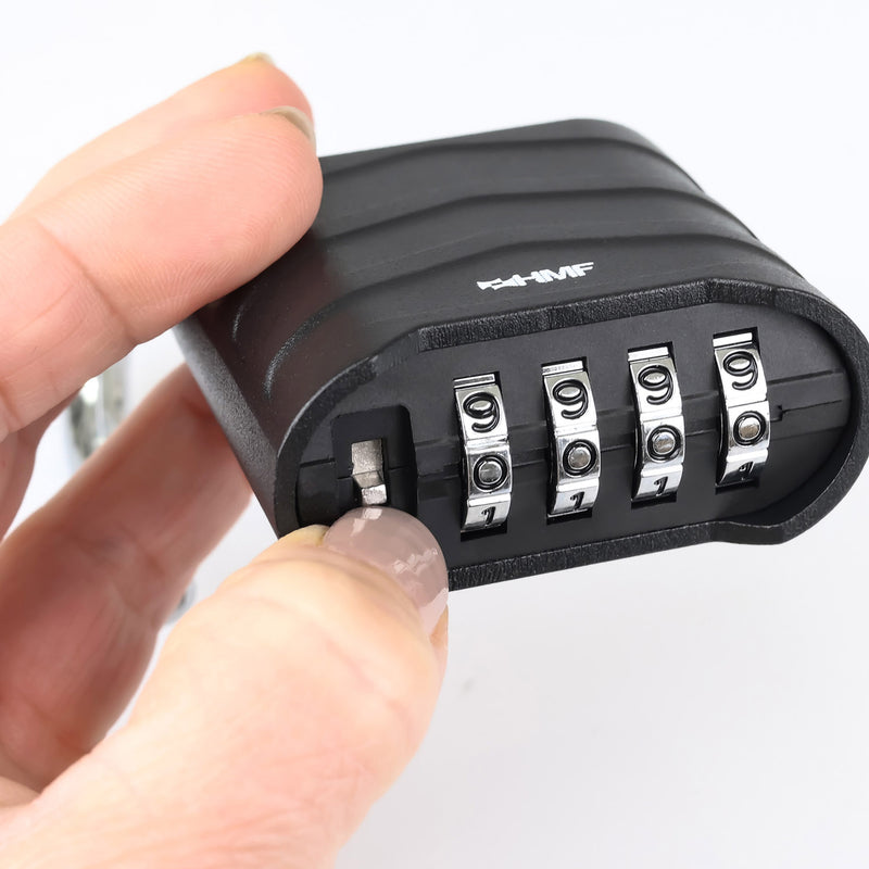 HMF 3509-23, Zahlenschloss Vorhängeschloss mit hohem Bügel, Schloss mit 4-stelligem Zahlencode aus Aluminiumlegierung