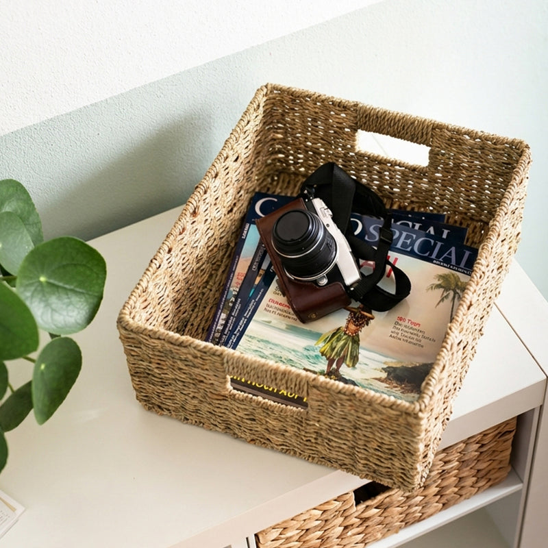Flechtkorb aus Seegras von HMF, passend für Kallax halbe Höhe, 2er Set