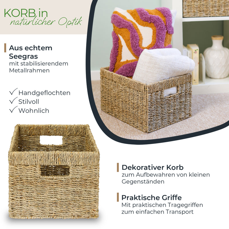 Aufbewahrungskorb aus Seegras für Billy Regale, HMF, 35 x 25 x 20 cm