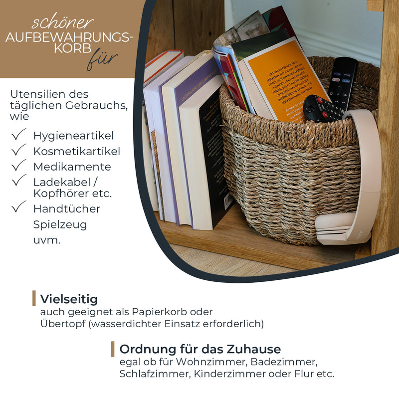 Aufbewahrungskorb geflochten aus Seegras im 2er Set Durchmesser 25 + 30 cm