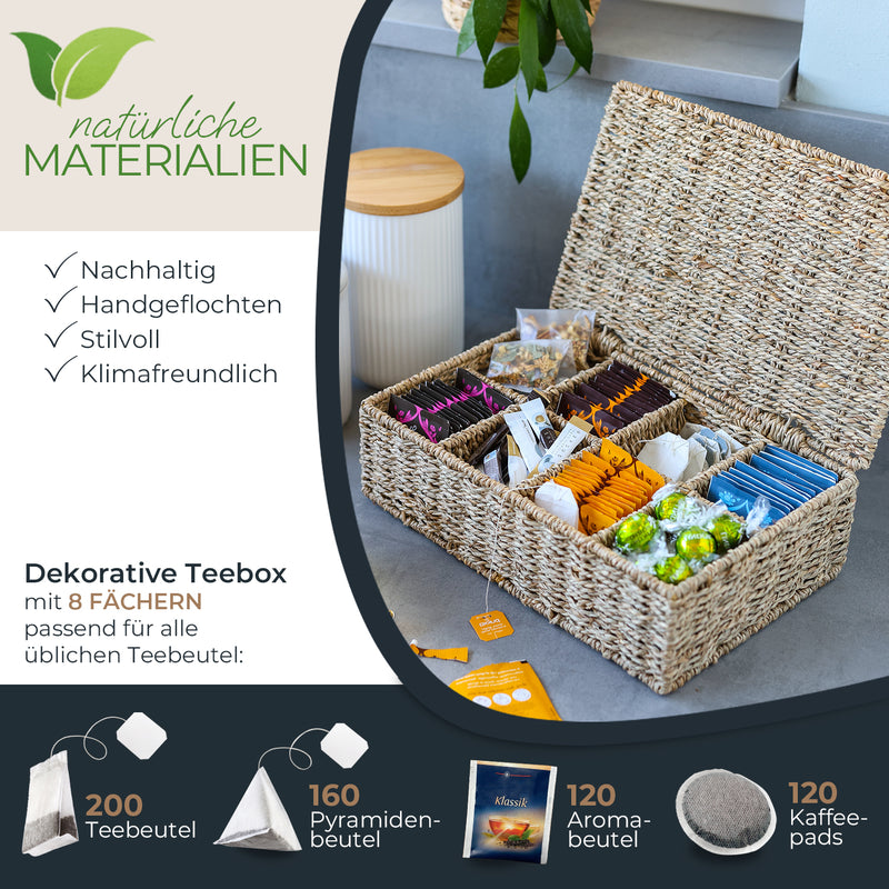 Eckige Teebox von HMF, geflochten aus Seegras