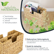 Zeitungsständer geflochten aus Wasserhyazinthe mit 2 Fächern von HMF
