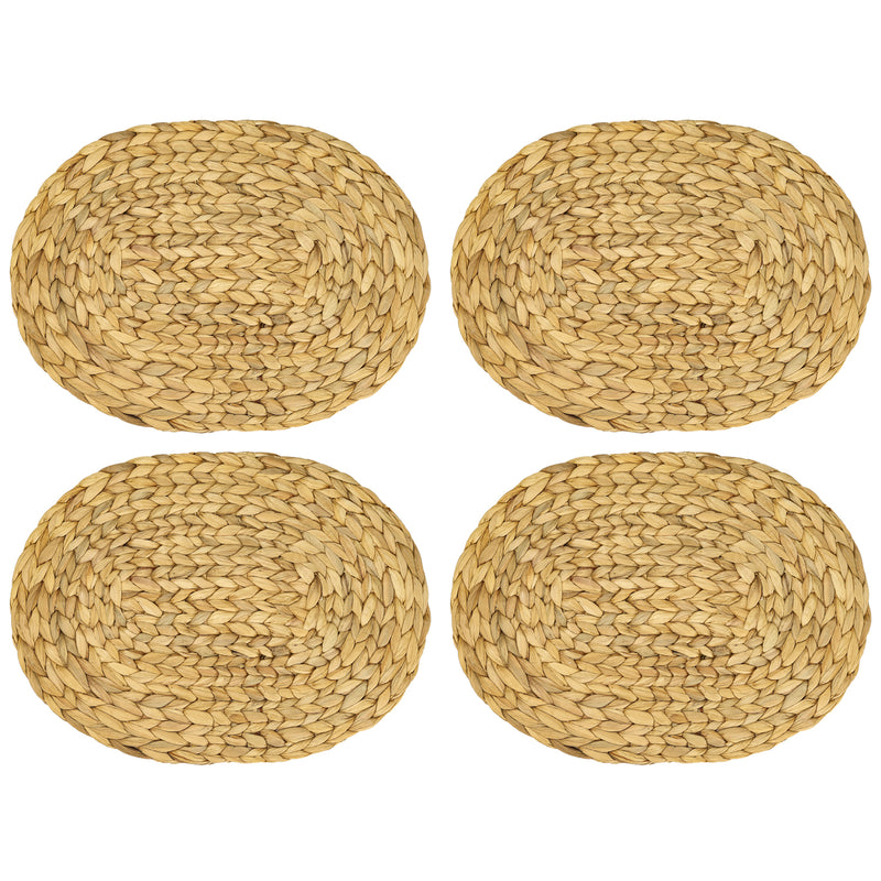 Ovales Tischset geflochten aus Wasserhyazinthe als 4er Set von HMF 40 x 30 cm